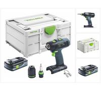 Festool T 18+3 Basic-4,0 Perceuse-Visseuse sans fil 50Nm 18V Brushless (577051)+ 1x Batterie 4,0Ah + Coffret - sans chargeur