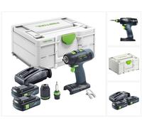 Festool T 18+3 Basic Perceuse-visseuse sans fil 18 V 50 Nm Brushless + 2x batterie 3,0 Ah + chargeur + Systainer