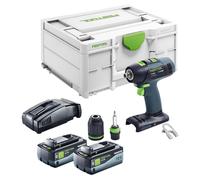 Festool T 18+3 Basic Perceuse-visseuse sans fil 18 V 50 Nm Brushless + 2x batterie 8,0 Ah + chargeur rapide + Systainer