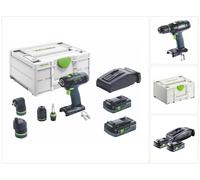 Festool T 18+3 HPC 4,0 I-Set Perceuse-visseuse sans fil 18 V 50 Nm Brushless ( 576989 ) + 2x batterie 4,0 Ah + chargeur + jeu d'excentrique + jeu d'angle + Systainer