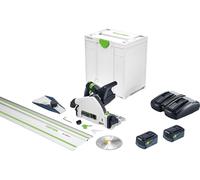 Festool TSC 55 5,0 KEBI-Plus/XL-FS Scie plongeante sans fil 18 V / 36 V ( 2x 18 V ) 160 mm ( 577391 ) Brushless + 2x batterie 5,0 Ah + chargeur double + rail de guidage + Systainer