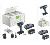 Festool TXS 18-Basic-Set Perceuse-visseuse sans fil 18 V 40 Nm Brushless + 1x batterie 5,0 Ah + chargeur + Systainer
