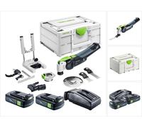 Festool VECTURO OSC 18 E-Basic Set Oscillateur sans fil 18 V Starlock Max Brushless + 2x batterie 3,0 Ah + chargeur + 7 pces. d'accessoires + Systainer