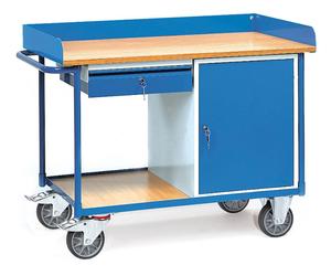 fetra 2436 - Acier - Bleu - 400 kg - 4 roues - 16 cm - 65 cm