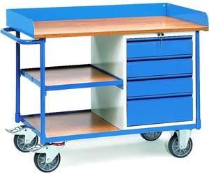fetra 2437 - Stahl - Blau - 400 kg - 4 Rad/Räder - 16 cm - 65 cm