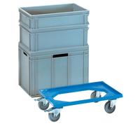 Fetra Chariot de transport L610x410mm cadre ouvert en plastique ABS bleu capacité de charge 250 kg - 13590