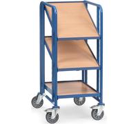 Fetra Chariot pour bacs euro avec 3 plateaux en bois composite pour 1 bac euro chacun