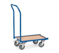 Fetra Rouleau pour bacs européens avec plateau en bois, barre de poussée et rebord de 15 mm de haut