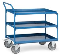 Fetra Servantes avec bacs en tôle d'acier 3 plateaux avec barre de poussée haute 850x500mm surface de chargement