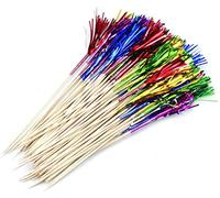 Feu d'artifice Cocktail,100 Pack Picker Feu d'artifice Glitter Cocktail Cure-Dents Bâtons en Bois pour Gâteaux Barres de Décoration Boissons Articles de Fête 9 Pouces