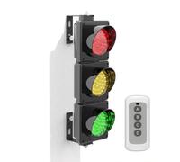 Feu de Signalisation avec Télécommande, Feu de Feu Tricolore Industriel à LED, Boîtier PC, Feux Stop et Marche, Extérieur Étanche IP65, Plug & Play(Remote control 100m)
