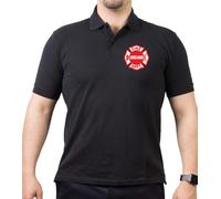 FEUER1 Chicago FIRE Dept., emblème rouge et blanc sur la poitrine, polo noir, Noir , XXXL