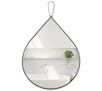 FEUFOAM Miroir mural, 65 x 45 cm, miroir en forme de goutte avec cadre en métal, bronze, miroir mural décoratif pour salle de bain, salon, meuble-lavabo, décoration de maison