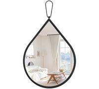 FEUFOAM Miroir mural avec cadre en métal épais, miroir noir en forme de goutte à suspendre, miroirs décoratifs modernes pour salle de bain, salon, entrée, couloir, petit