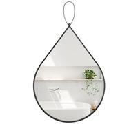 FEUFOAM Miroir mural noir avec cadre en métal Miroir décoratif unique en forme de larme pour mur Décoration murale avec miroirs irréguliers grand miroir décoratif pour salon Chambre Entrée