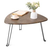 FEUFOAM Table Basse Triangulaire Pliante en Bois avec Pieds en Acier Marron Clair, Table Basse Moderne du Milieu du Siècle pour Petits Espaces, Bureau à Domicile