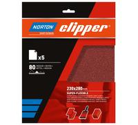 Feuille de toile abrasive super flexible - grain 80 - 230x280 mm - liasse de 5 pcs NORTON - 66261118247