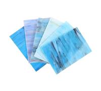 Feuille de Verre Cathédrale Bleu 6 Pcs, Mosaïque pour Bricolage Noël | Mica Transparent Teinté, Texture Décorative, Arrangement de Motifs, Cadres Photo, Portes, Ateliers Style Aléatoire