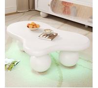 Feuille épaissie Table de café blanche au style nuageux avec éclairage à LED - 16 couleurs sélectionnables, table basse, design en