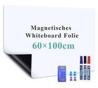 Feuille magnétique pour tableau blanc, 60 x 100 cm, tableau magnétique autocollant, blanc, feuille magnétique effaçable, format A3/A4, facile à découper, pour la maison et l'école, avec marqueurs, épo