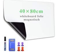 Feuille pour tableau blanc, 40 x 80 cm, magnétique, autocollante, feuille pour tableau blanc, tableau mémo sur lequel on peut écrire, marqueur et éponge inclus, feuille murale pour surfaces lisses à l