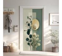 Feuille Sticker Mural, Minimalisme moderne Autocollants De Porte Muraux Décoration Poster Murale, Végétation Stickers de Porte Imperméable Vinyle 80x200 cm