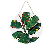 Feuille tropicale ronde en bois - Décoration murale rustique vintage faite à la main - Décoration murale d'intérieur pour chambre à coucher, salon, ferme, salle de bain