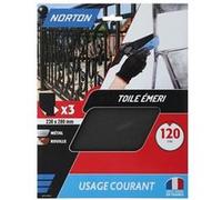 Feuilles abrasives toile émeri NORTON grain 120 - 230 x 280 mm - Lot de 3