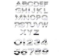 Feuilles Chiffres Autocollants Vinyle 10 pièces style lettres mot Alphabet emblème décalcomanies chiffres étiquetage autocollant de voiture(Silver,4.4CM_COLOR-11)