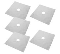 Feuilles de Protection Blanc pour Plaques de Cuisson à Gaz 5 Pièces | Réutilisable et Facile à Nettoyer, Ptfe Résine, Trou Central Prédécoupé, Cache Plaque Electrique 16cm