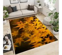 Feuilles D'éRable Tapis 150x210 cm Paysage d'automne Moquette Antiderapant à Poils Courts Tapis 3D Lavable en Machine Convient aux Grands Salons Salles à Manger et Chambres a-3797