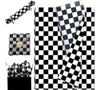 Feuilles intercalaires pour voitures de course - Papier jetable à motif quadrillé - Emballage cadeau pour décorateurs - Noir et blanc - 50 x 35 cm - Noir et blanc