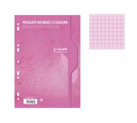 Feuilles Simples - A4 - Petits Carreaux - Rose - Perforées - 100 Feuilles - 80g