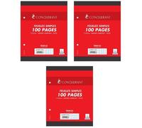 Feuilles Simples - CONQUERANT - 17x22cm - 100 Pages - 90G - Grands Carreaux
