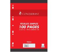 Feuilles Simples - CONQUERANT - A4 - 100 Pages - 80g - Petits Carreaux - Blanc
