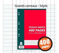 Feuilles Simples - Grands Carreaux - Perforées - A4 - Paquet De 400 - Oxford