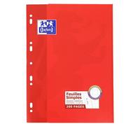Feuilles simples Oxford A4 grands carreaux Seyès 200 pages étui carte rouge