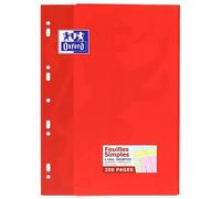 Feuilles simples Oxford A4 grands carreaux Seyès 200 pages étui carte rouge coloris assortis