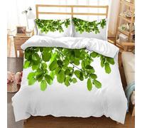 Feuilles Vertes Housse de Couette 160x200 Parures de Lit 1 Personne Imprimé 3D Microfibre Douce Plantes Housses Couette avec 2 Taies d'oreiller et Fermeture Éclair k.4617