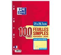 Feuillet mobile conquérant sept a4 210x297mm 100 pages 80g séyès perforé coloris jaune