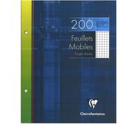 Clairefontaine Feuillets mobiles sous étui 1352C 17x22 cm 200 pages perforés 2 trous petits carreaux