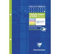 Feuillets mobiles de couleur sous étui A4 200 pages perforées petits carreaux - Assortis