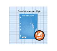 Feuillets Mobiles Perforées Bleu 21X29,7 A4 Grands Carreaux Seyes 90G