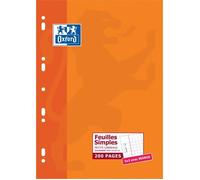 Feuillets mobiles perforés - OXFORD - 200 pages - Petits carreaux - A4 - 90g