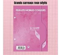 Feuillets Mobiles Rose Perforées 17X22 Grands Carreaux Seyes 80G Clairefontaine G