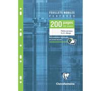 Feuillets mobiles sous étui A4 200 pages perforées petits carreaux + marge
