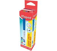 Feutre à tableau blanc - MAPED - Marker Peps - Pack de 12 - Couleurs Noir Bleu Vert Rouge - Pointe ogive