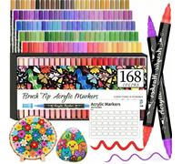Feutre Acrylique 168 Couleurs,stylos acryliques à pointe pinceau pour le coloriage adulte,Acrylic Paint Markers pour Coloriage