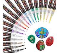 Feutre Acrylique,18 Couleurs Marqueur Peinture Acrylique Stylo Peinture Pour Pierre,Bois,Textile,Métal,Tissu,Verre,Papier,Feutre Textile Permanent Set