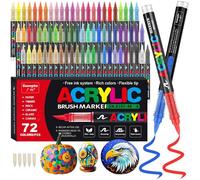 Feutre Acrylique, 72 couleurs Acrylic Paint Marker, Acrylic Brush Marker feutres coloriage pour Bois, Toile, Verre, Céramique